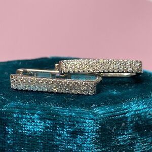 💛 NEW 925 Cubic Zirconium Rectangular Hoop Earrings
